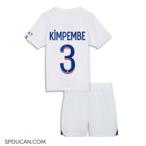 Dječji Nogometni Dres Paris Saint-Germain Presnel Kimpembe #3 Gostujuci 2023-24 Kratak Rukav (+ Kratke hlače)